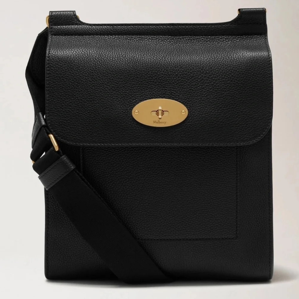 Mulberry 'Anthony' Small Classic Grain Black Messenger Bag  - MSRP $750 - BNIB